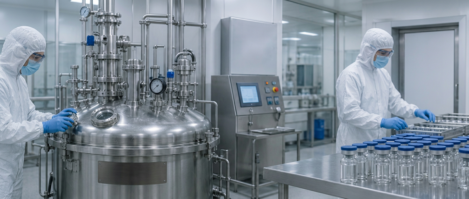 Raw peptide disinfection in a certified cleanroom