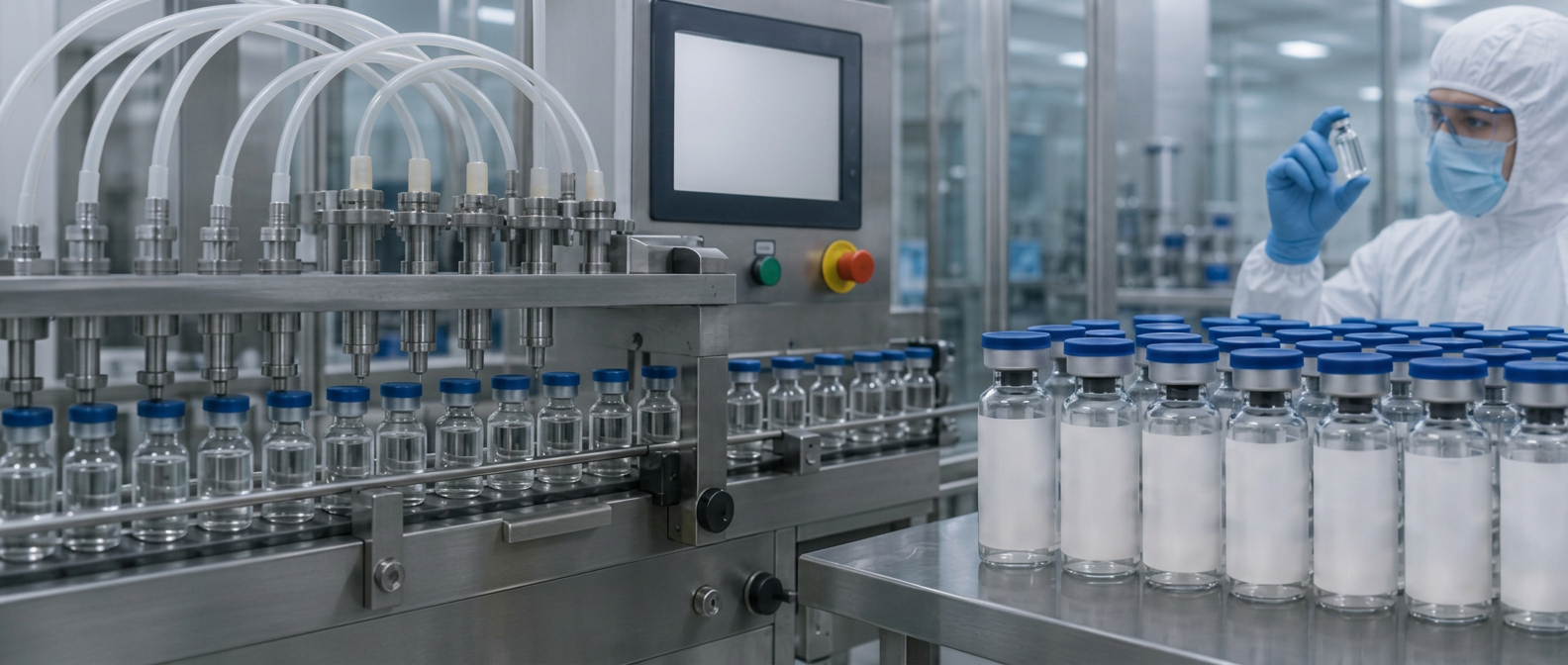 Automated peptide filling into glass vials