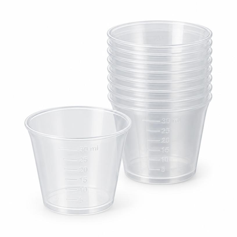 Graduated plastic medicine cup